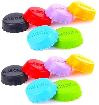Dailygoods- Flessendoppen 12 Stuks - Herbruikbare Siliconen - Gekleurde Deksel - Voedselveilig - Luchtdichte Afdichting - Lichtgewicht 3.2 x 1 cm - Flesdoppen
