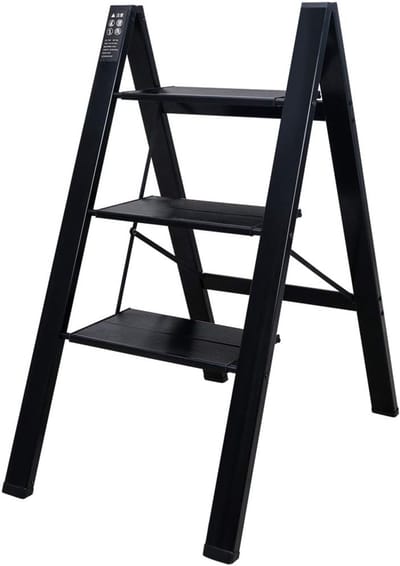 Famanu – Lichtgewicht aluminium trapladder met 3 treden antislip voor huishouden