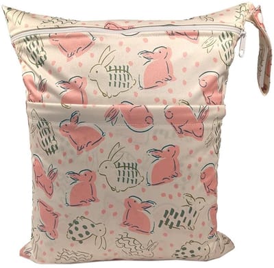 JHUBERS- Wetbag Waterdicht - Luiertas - Cartoon Dierenprint - Herbruikbare Natte Zak - 30 x 36 cm - Hoogwaardig Polyester