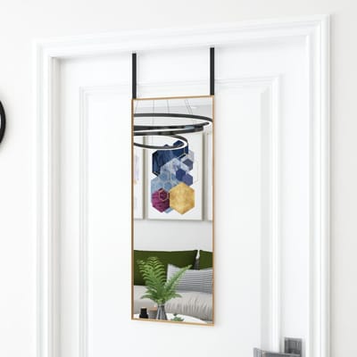 vidaXL - Deurspiegel - 30x80 - cm - glas - en - aluminium - goudkleurig