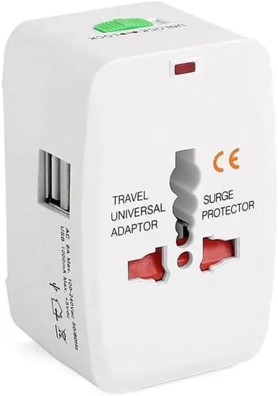 SnelShoppen - Universele Reisadapter met 2 USB-poorten - Compatibel met 150+ Landen - Oplader voor VS, Australië, Groot-Brittannië, Europa - Compact e