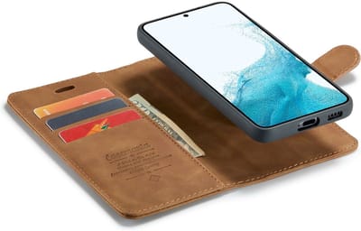 CaseMania Bookcase hoesje geschikt voor Samsung Galaxy S23+ - Effen Cognac - Kunstleer - 2-in-1 Magnetisch Uitneembaar Design