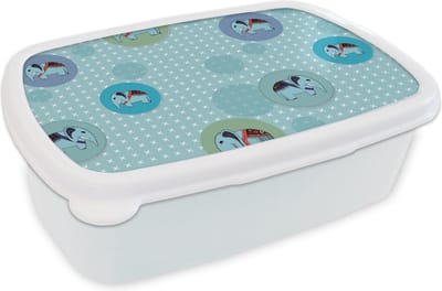 Broodtrommel Wit - Lunchbox - Brooddoos - Olifant - Stippen - Design - 18x12x6 cm - Volwassenen