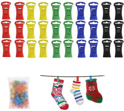 30 stucks wasklemmen - Antislip sokkenhanger - Wasknijpers - Draagbare wasaccessoires - Antislip wasknijpers van kunststof - Houden sokken stevig vast - Geschikt voor waslijnen, kleding en sokken, handdoeken, wasaccessoires - Veelkleurig