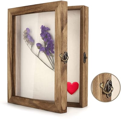 Dailygoody - Grote schaduwdoos - Vitrinekast met glazen deur - Herinneringen bewaren - Verkoold - Fotolijst - Bruiloftsboeket - Medailles - Geschikt v...