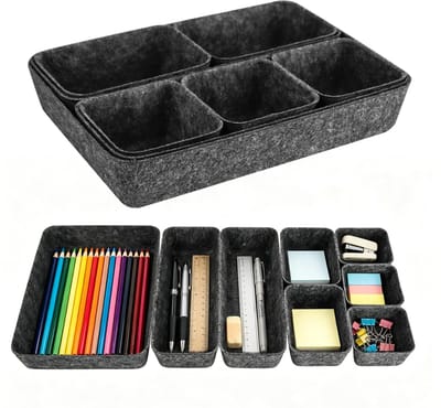 8 stuks lade-organizers, opbergsysteem, stapelbare vilten opbergdozen, lade-organizer, lade-inzetstuk, kantoor voor keuken, slaapkamer, make-uptafel, bureau, badkamer