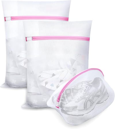 Grote waszak - Wasnet - Waszak - wasnetten - Grote waszak - Waszak met rits - Voorkomt dat kleding vervormt en kreukt - 3 stuks - Geschikt voor truien, overhemden, ondergoed, sokken, schoenen - 40*50cm