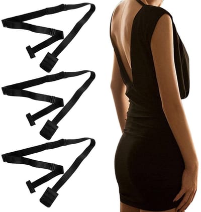Dailygoods- Beha-bandjes Set van 3 - Zelfklevend - Verstelbaar - Rugvrij - Diepe V-hals - Elegant zwart - Hoogwaardig polyester katoen