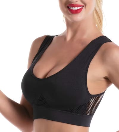 Ademende Sport BH I Sportbeha I Elstisch I Draadloos I Push up Sport BH I Onzichtbaar I Strapless Bra I Zwart I Maat S