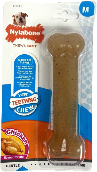 Nylabone Puppy Bone Flexible Bruin - Hondenspeelgoed - Medium Tot 16kg