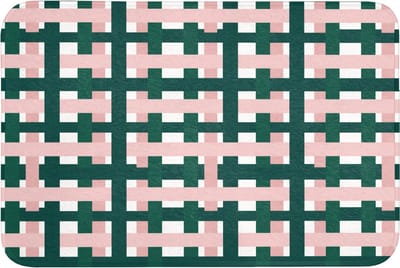 Badmat 90x60 cm - Antislip - Vlechtpatroon - Groen - Roze - Grafisch - Badmatten voor badkamer - Badkamermat - Douchemat - Badkamer mat