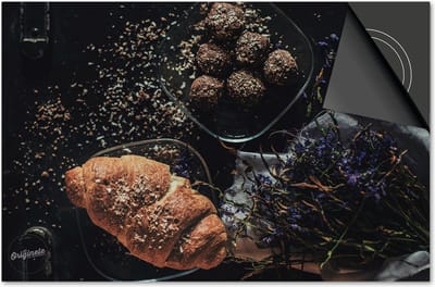 Inductie beschermer 60x60 - afdekplaat inductie mat - Dietrix Kookplaat beschermer - Exclusief - Food - Croissant op donker