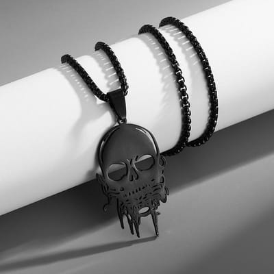 Nieuwe Heavy Metal Muziek Schedel Hiphop Holle Schedel Ketting Roestvrij Staal white