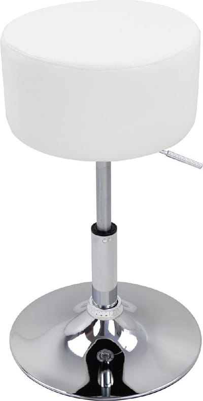 Ronde Barkruk Zizi - Met rugleuning - Ergonomische barstoel - Wit - Set van 1 - Keuken en bar - In hoogte verstelbaar - Zithoogte 52-67cm