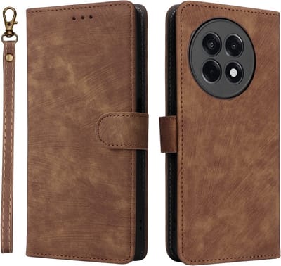 Coverup Hoesje - Geschikt voor OnePlus 13R Hoesje - Coverup Book Case met Koord - Bruin