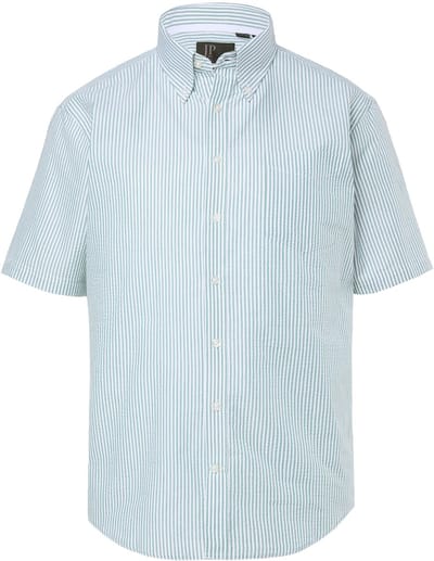 JP 1880 - Heren - Gestreept overhemd korte mouwen buttondown kraag seersucker - Munt - Maat 3XL