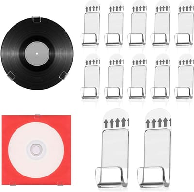 Vinyl Plaat Ophangers - Muur Displays - Collectie Tonen - Zelfklevend Zonder Boren - 12 Stuks - Transparant