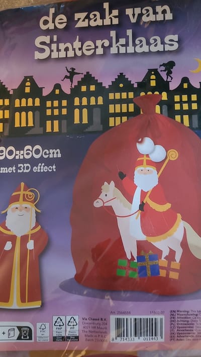 Viltzak - De zak van Sinterklaas/ 90x60 cm met 3D effect