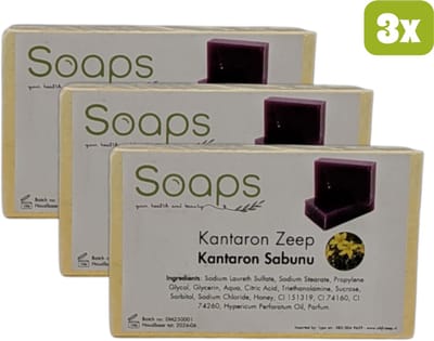 3x Kantaron Zeep met Honing – Verzorgende en Reinigende Badzeep met Hypericum Perforatum Olie voor een Zachte en Gehydrateerde Huid