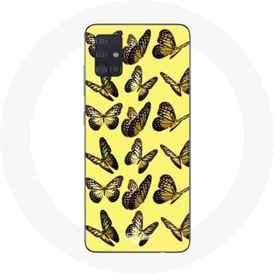 Coque - Samsung - Galaxy A51 - Papillons - Jaune - Souple jaune