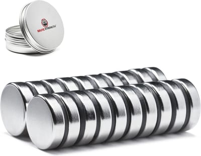 Brute Strength - Super sterke magneten - Rond - 20 x 5 mm - 20 Stuks - Geschikt voor radiatorfolie - Neodymium magneet sterk - Magneten koelkast - Whiteboard magneten - Kleine magneetjes - Mini magneetjes - Platte magneet - Koelkast magneten