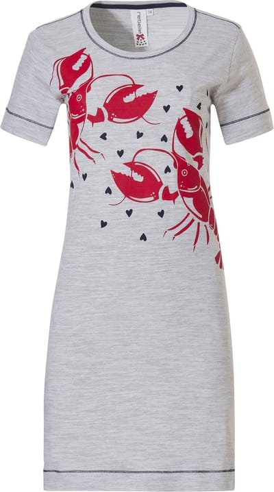 Rebelle - Lobster Lover - Nachthemd - Grijs/Rood - Maat 48