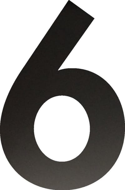 Huisnummer 15 cm - Nummer 6 - Mat Zwart RVS
