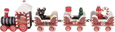 Clayre & Eef Kerstdecoratie Beeld Trein 22x2x7 cm Rood Hout