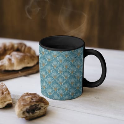 Magische Mok - Foto op Warmte Mokken - Koffiemok - Symmetrisch - Patroon - Blauw - Magic Mok - Beker - 350 ML - Theemok