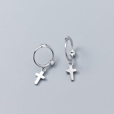 Fashion 925 Sterling Silver Small Cross Stud Earrings For Women Elegant Party Jewelry Accessories Eh230 argenté