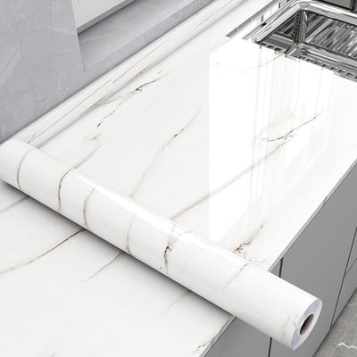 Marmerfolie - Plakfolie Keuken - Werkblad Renoveren - Oliebestendig Kraswerend - 02 mm dik - Marmerlook