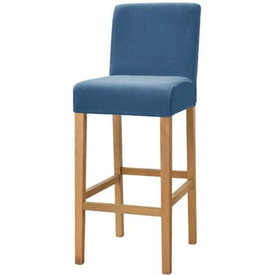 Housse de chaise à dossier court en velours doux, extensible, couleur unie, pour tabouret de Bar, salle à manger, café, décoration de maison, petit siège, 1 pièce 1 piece bleu royal