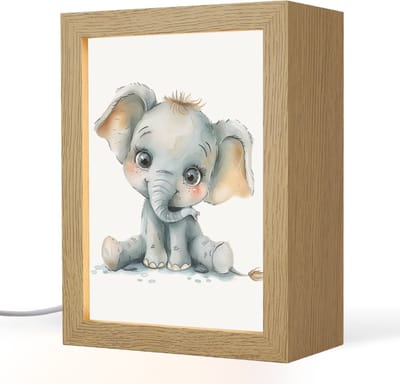 Nachtlampje 15x20 cm - Kinder lampje - Olifant - Baby dier - Tafellamp kinderkamer - Slaapkamer lamp - Bedlamp kinderen - Kinderlampje stopcontact - Wandlamp babykamer - Nachtlampjes