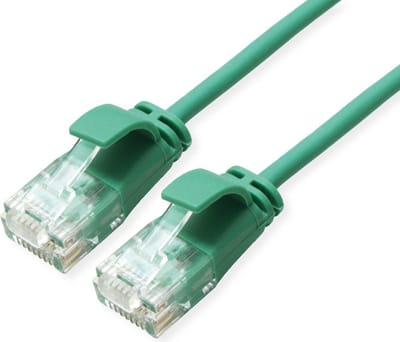 ROLINE UTP Data Center Patchkabel Cat.6A (Class EA), LSOH, extra dun, groen, 0,15 m