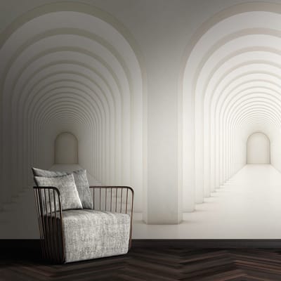 Fotobehang Profhome 382821-GU vliesbehang hardvinyl warmdruk in reliëf glad met architectonische motieven mat wit grijs 1,59 m x 2,8 m