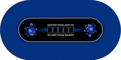 MTJ® Texas Holdem Prestige Pokermat, oppervlak van jersey, antislip, gemaakt in Frankrijk (blauw, ovaal vrije plaats 180 x 90 cm)