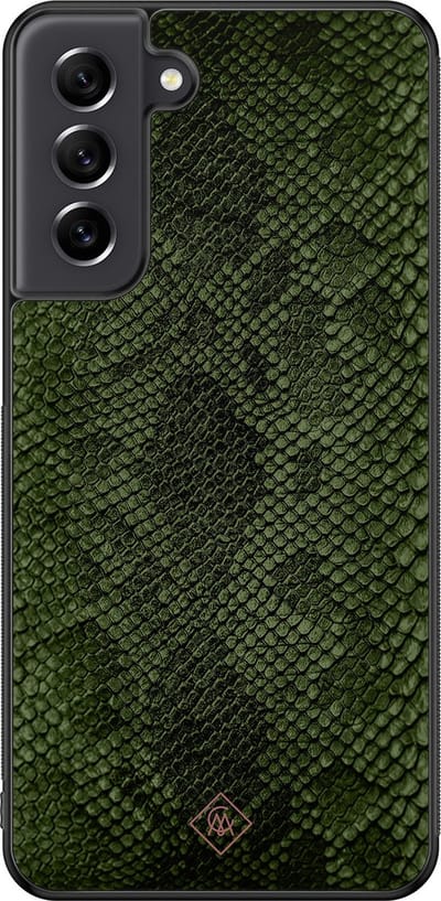 Casimoda® hoesje - Geschikt voor Samsung Galaxy S21 FE - Snake Mix - Zwart TPU Backcover - Slangenprint - Groen