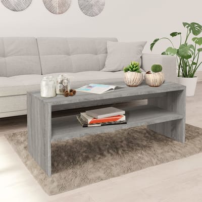 vidaXL - Salontafel - 100x40x40 - cm - bewerkt - hout - grijs - sonoma - eikenkleurig