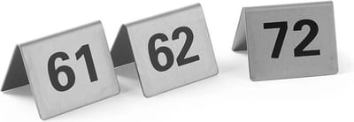 HENDI Tafelstandaard nummers – Set van 12 – Nummers 61-72 – RVS – 50x35x40 mm