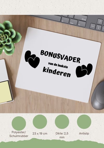 Akyol - bonusvader van de leukste kinderen Muismat - Vader - de leukste bonusvader - vader cadeautjes - vaderdag - verjaardag - geschenk - kado - 23 bij 19 cm