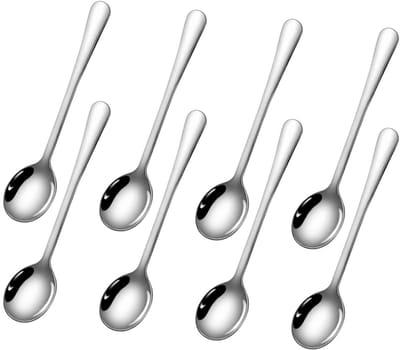 Dailygoods- Espressolepel Set van 8 - Roestvrij Stalen Lepels - Mini Lepels voor Koffie/Thee/Kruiden - Duurzaam en Hygiënisch - Ergonomisch Ontwerp - Spiegelglansend Oppervlak - Minilepel