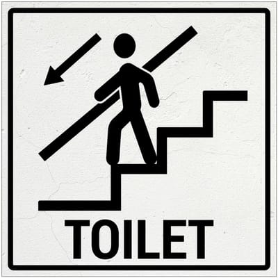 Toilet trap omlaag bord | Forex Re materiaal | 20 x 20 cm