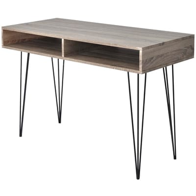 vidaXL - Bureau - met - 2 - compartimenten - grijs