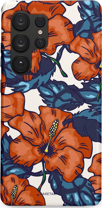 Casetastic hoesje geschikt voor Samsung Galaxy S25 Ultra - Dubbellaagse bescherming - Exotische paradijs - Fashion Case - Terracotta Donkerblauw Bruin Donkergrijs