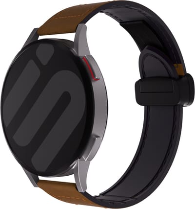 Strap-it Smartwatch bandje 22mm - PU leren magnetisch bandje met d-buckle geschikt voor Samsung Galaxy Watch 1 46mm / Watch 3 45mm / Gear S3 - Polar Vantage M / Grit X - Huawei GT 1/2/3/4 46mm / GT 5 & 5 Pro (46mm) - donkerbruin