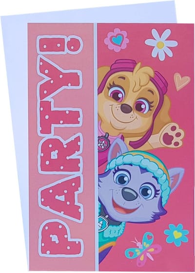 Paw Patrol Uitnodigingskaarten - 5 Stuks - 5 kaarten inclusief enveloppen - FSC®-gecertificeerd papier: verantwoord papier - Nodig al je vriendjes en vriendinnetjes uit voor jouw verjaardag of feestje met deze vrolijke uitnodigingen