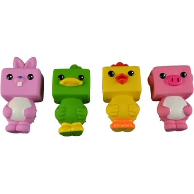 Duvoplus - Speelgoed Voor Dieren - Hond - Latex Vierkante Dierenhoofdjes 7x5x15cm - Display Gemengde Kleuren - 1st