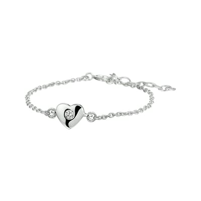 Zilver Gerhodineerde Armband hart en zirkonia 1 1320034