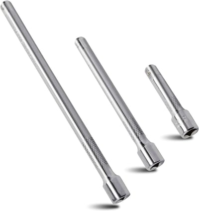 3-delige verlengset voor steeksleutels van chroom-vanadiumstaal, 75 mm, 150 mm en 250 mm, ideaal voor ratels en schroefmachines