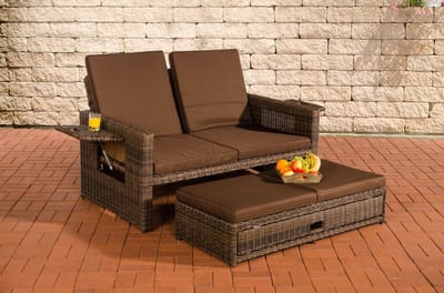 CLP Ancona - Loungebank - 5mm Poly-rotan bruin gemeleerd aardsbruin